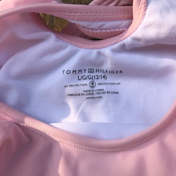 Tommy Hilfiger Orchid Pink Flag One Piece  Girls Swimsuit Size L (12-14) - Picture 7 of 8